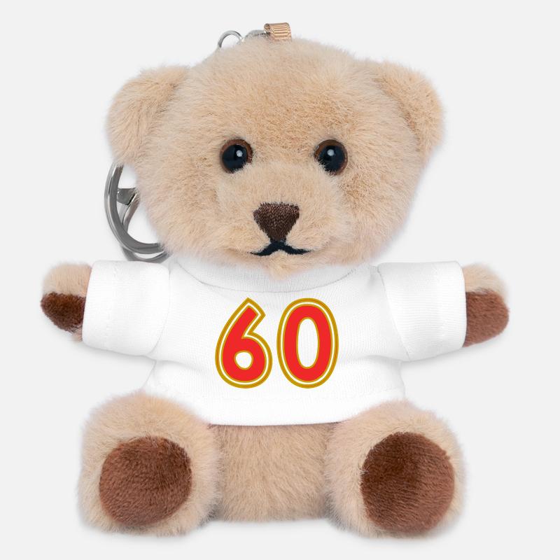 60. 60 ANS. 60e ANNIVERSAIRE. ANNIVERSAIRE 60 ANS. - Porte-clés ourson - blanc
