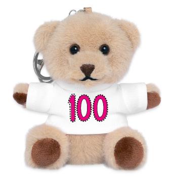 100. 100 JAHRE. 100-JÄHRIGES JUBILÄUM. GEBURTSTAG 100 - Teddy Schlüsselanhänger - Weiß - Vorne