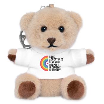 Mois de la fierté LGBT - Amour. Acceptation. Bonté. - Porte-clés ourson - blanc - Devant