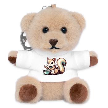 Cute cartoon squirrel baking cake - Teddy Keyring - white - Front