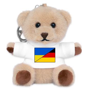 Ukraine Deutschland Flagge, Patch - Teddy Schlüsselanhänger - Weiß - Vorne