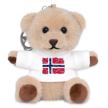 Norway Flag Style Grunge - Teddy Keyring - white - Front
