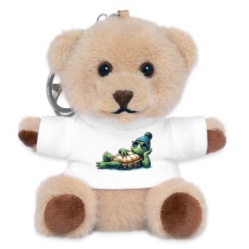 Chillige Kröte Schildkröte cool chillen Geschenk - Teddy Schlüsselanhänger - Weiß - Vorne