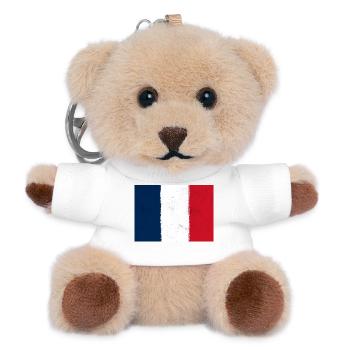 Drapeau de la France – Fierté du drapeau tricolore - Porte-clés ourson - blanc - Devant