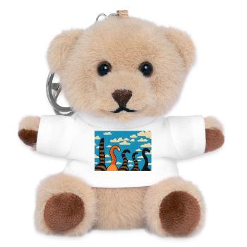 Cute Cat Tails Against Cloudy Sky - Teddy Keyring - white - Front
