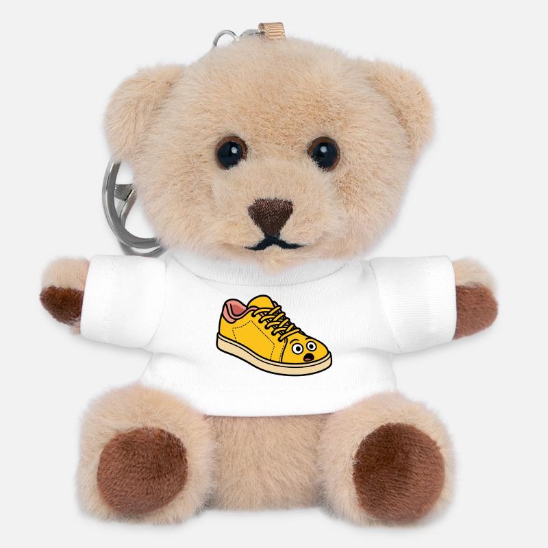 Surprised Shoe – Funny Cartoon Shoe - Teddy Keyring - white