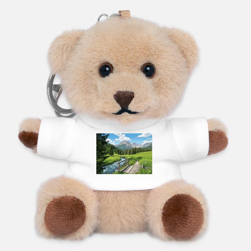 Alpine River Trail Panorama - Teddy Keyring - white