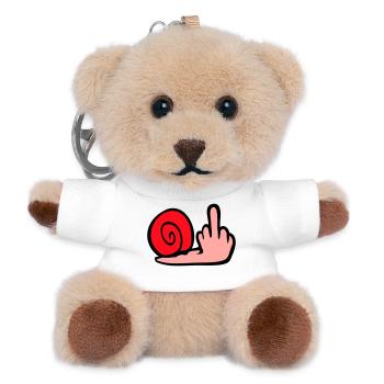 Snail Middle Finger Insult Wanker Fuck You - Teddy Keyring - white - Front