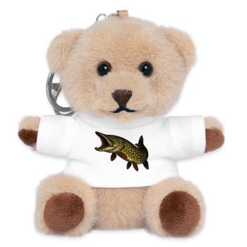 Dynamischer Hecht Fischmotiv - Teddy Schlüsselanhänger - Weiß - Vorne