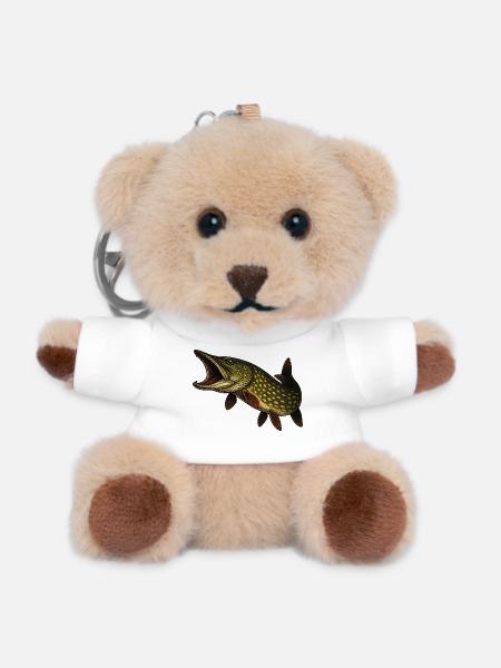 Dynamischer Hecht Fischmotiv - Teddy Schlüsselanhänger - Weiß