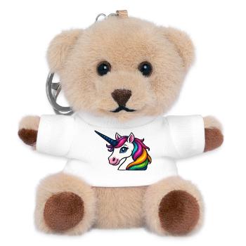 Strahlendes Regenbogen-Einhorn - Teddy Schlüsselanhänger - Weiß - Vorne