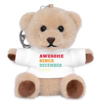 1945 Dezember Vintage Geburtstagsgeschenk - Teddy Schlüsselanhänger - Weiß - Vorne