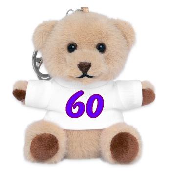 60. 60 YEARS. 60th ANNIVERSARY. 60TH BIRTHDAY. - Teddy Keyring - white - Front