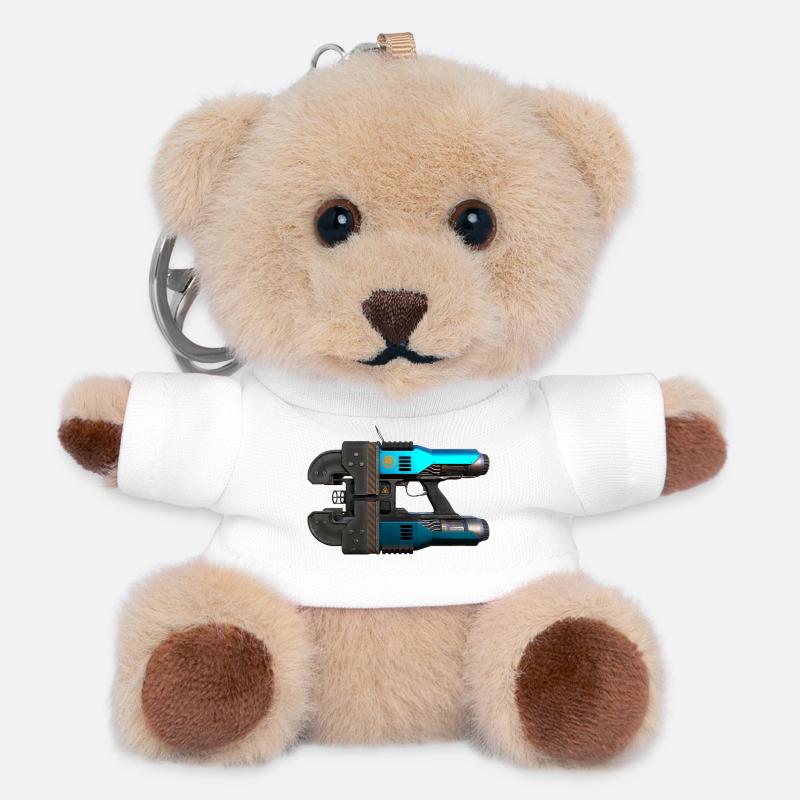 Space Drop Laser Cutter - Teddy Keyring - white