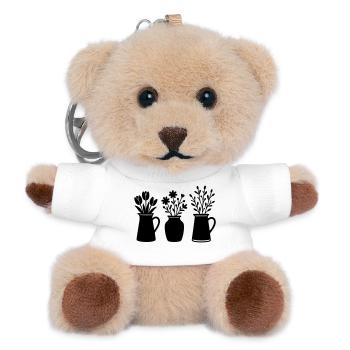 Three Vases with Flowers – Spring Motif - Teddy Keyring - white - Front
