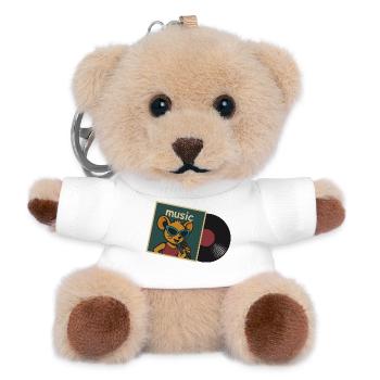 Musik Maus mit Mikrofon und Schallplatte - Teddy Schlüsselanhänger - Weiß - Vorne