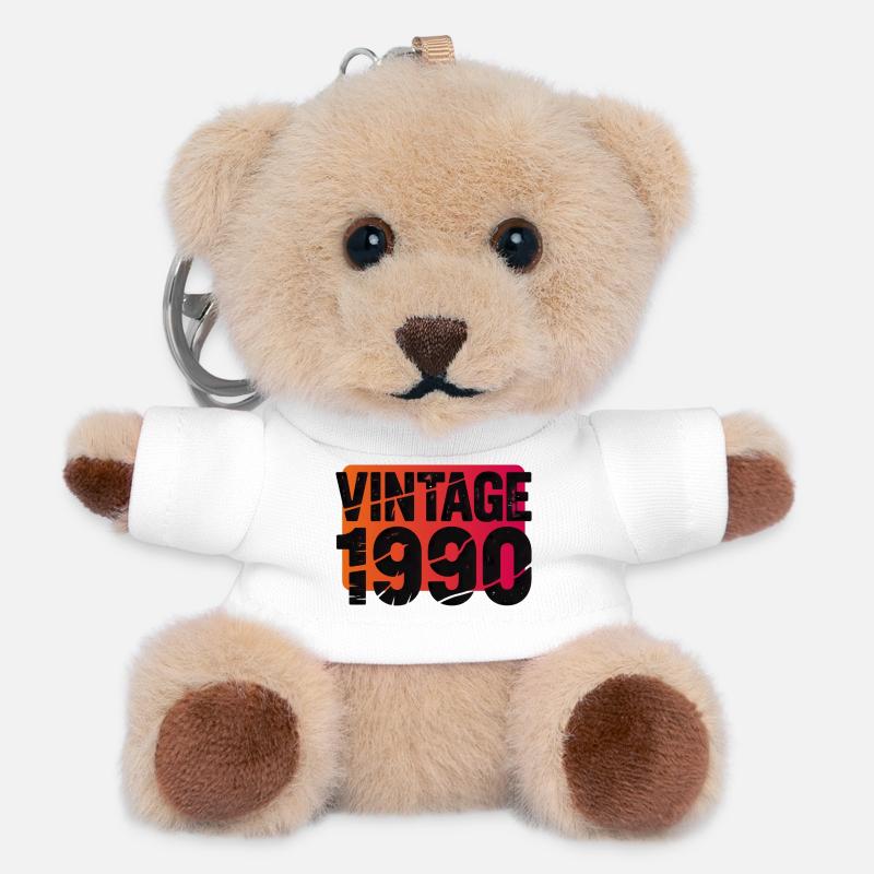 Vintage 1990 Gradient - Teddy Keyring - white