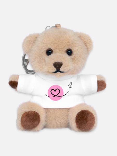 Badminton Love – Badminton Heart - Teddy Keyring - white