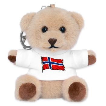 Norwegian flag flowing - Teddy Keyring - white - Front