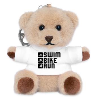 Triathlon Swim Bike Run Schwarz Vertikal - Teddy Schlüsselanhänger - Weiß - Vorne