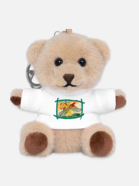Aras über dem Regenwald - Teddy Schlüsselanhänger - Weiß