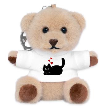 Liegende Katze mit Herzen - Teddy Schlüsselanhänger - Weiß - Vorne
