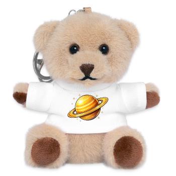 Saturn with glowing rings - Teddy Keyring - white - Front