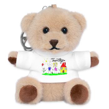 Familie Strichzeichnung - Teddy Schlüsselanhänger - Weiß - Vorne
