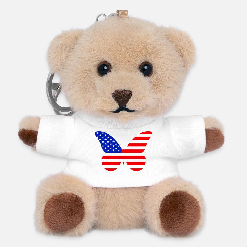Striped American Wing - Teddy Keyring - white