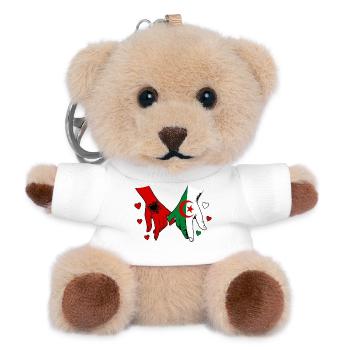 Albania Algeria Flag Holding Hands - Teddy Keyring - white - Front