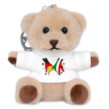 Germany Italy Flag Holding Hands Used - Teddy Keyring - white - Front
