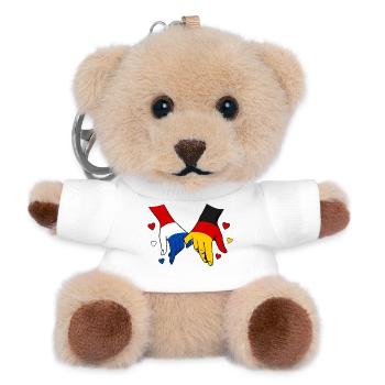 Holland Germany Flag Holding Hands - Teddy Keyring - white - Front