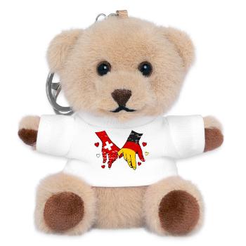 Mains de cœur du drapeau de la Suisse Allemagne - Porte-clés ourson - blanc - Devant