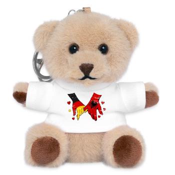 Deutschland Albanien Flagge Händehalten used - Teddy Schlüsselanhänger - Weiß - Vorne