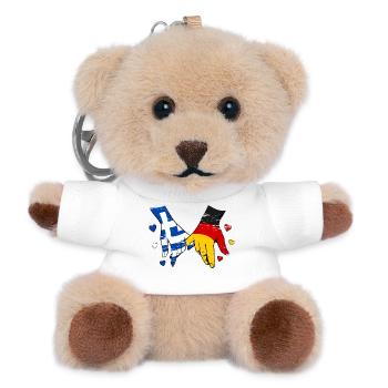 Greece Germany Flag Holding Hands Used - Teddy Keyring - white - Front