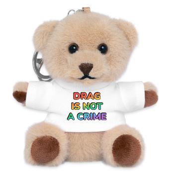 Drag ist kein Verbrechen – Regenbogen-Glyphen - Teddy Schlüsselanhänger - Weiß - Vorne