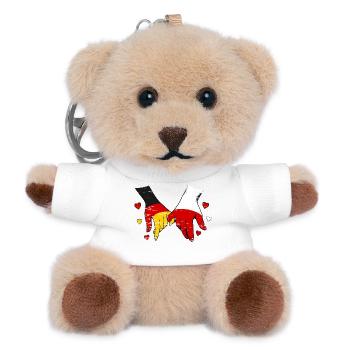 Germany Poland Flag Holding Hands - Teddy Keyring - white - Front