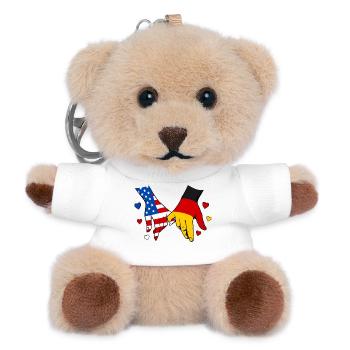 USA Deutschland Flaggen Händehalten - Teddy Schlüsselanhänger - Weiß - Vorne