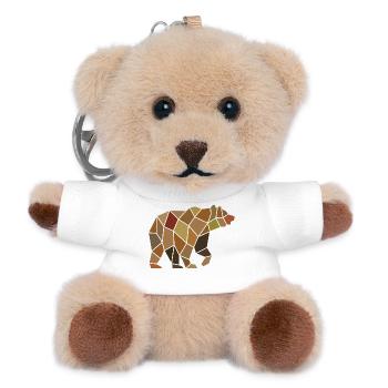 Geometrischer Bär aus Mosaik Polygon - Teddy Schlüsselanhänger - Weiß - Vorne