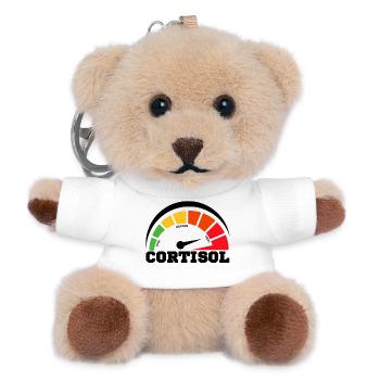 Funny Low cortisol Hilarious Stress Free Cortisol - Teddy Keyring - white - Front