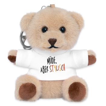 Müde aber stylisch  - Teddy Schlüsselanhänger - Weiß - Vorne