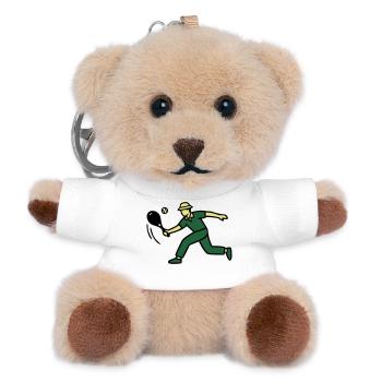Retro tennis player serve - Teddy Keyring - white - Front