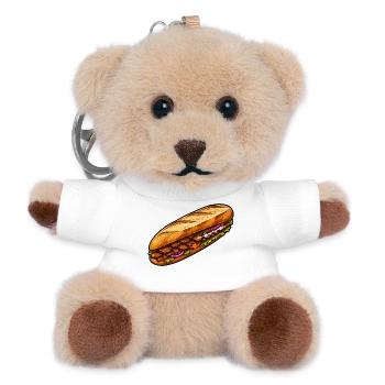 Baguette-Sandwich Illustration - Teddy Schlüsselanhänger - Weiß - Vorne