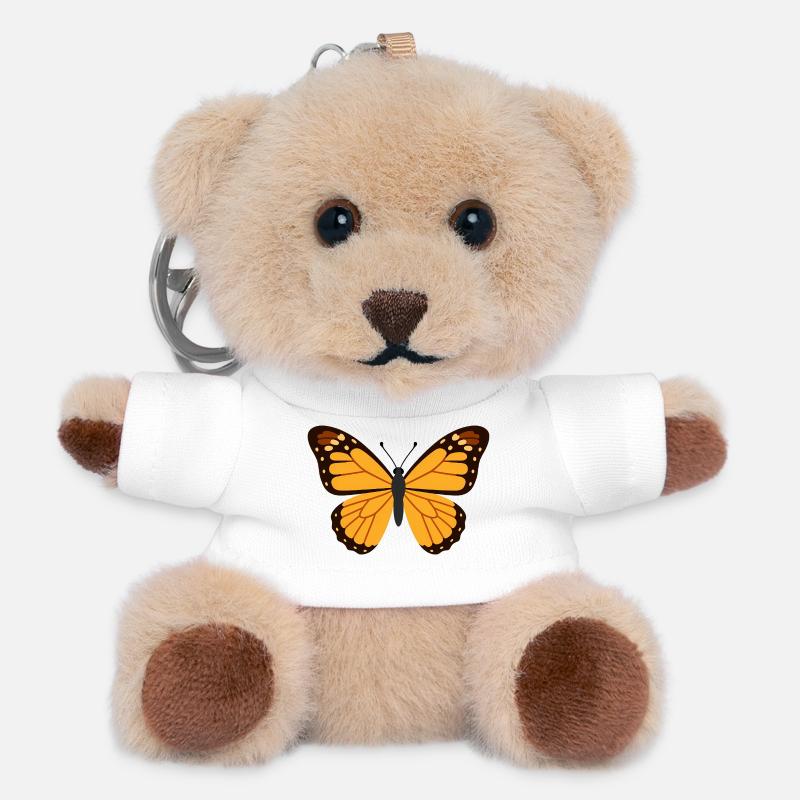 Orangene Monarchenflügel - Teddy Schlüsselanhänger - Weiß