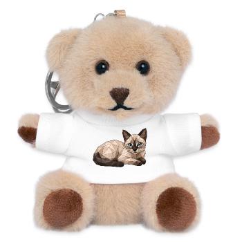Findus Geometric Cat with Blue Eyes - Teddy Keyring - white - Front