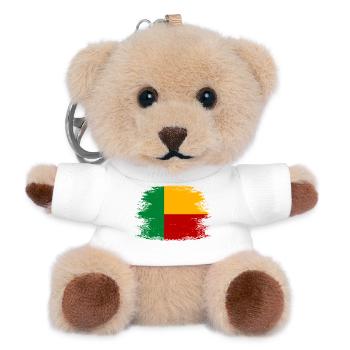 Benin_Flagge_used - Teddy Keyring - white - Front