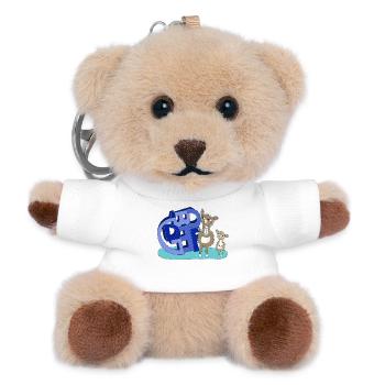 Doktor Lama mit blauen Buchstaben - Teddy Schlüsselanhänger - Weiß - Vorne