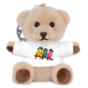 Hip Hop Kanarienvögel mit Sonnenbrille Cartoon   - Teddy Schlüsselanhänger - Weiß - Vorne