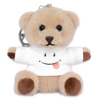 Laughing face with tongue outstretched. - Teddy Keyring - white - Front