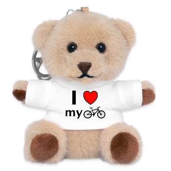 I Love Bicycle Saying Gift - Teddy Keyring - white - Front